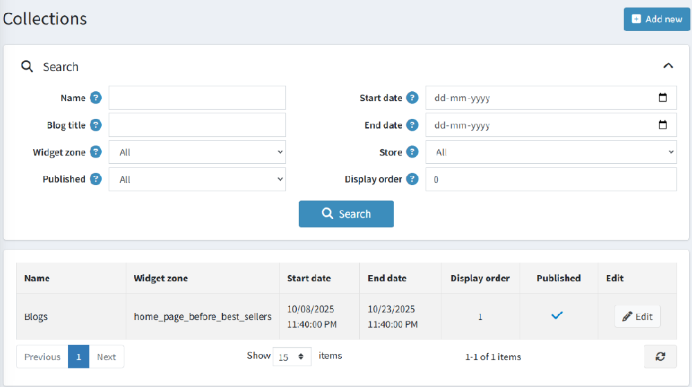 advanced blog management blog collections page